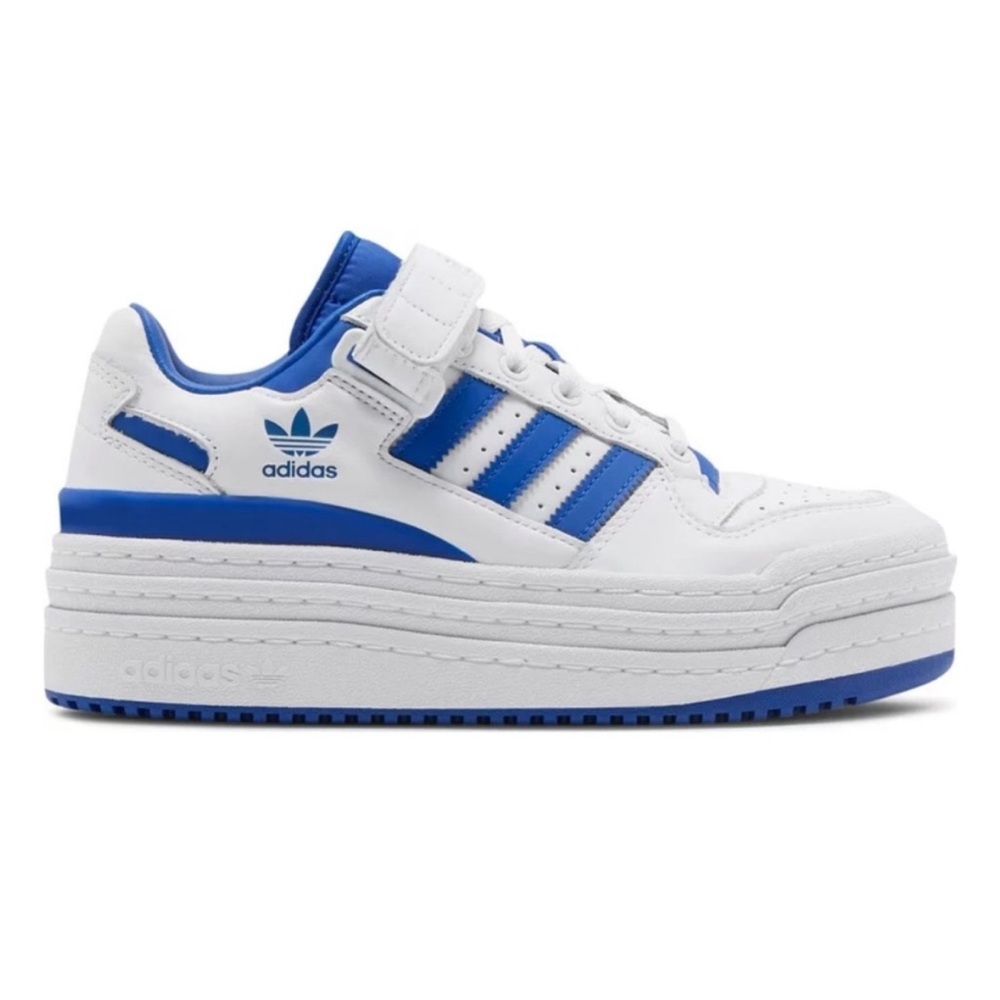 Adidas Triple Platforum Low’ White and Royal Blue Platform Sneakers